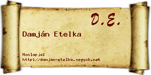 Damján Etelka névjegykártya